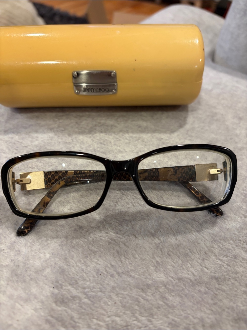 Jimmy Choo Black Tortoiseshell Rectangular Women's Eyeglasses